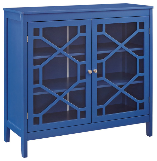 Large Cabinet In Blue Contemporary Accent Chests And Cabinets