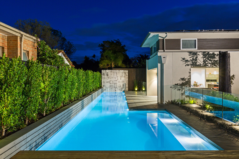 Photo of a large modern backyard pool in Melbourne.