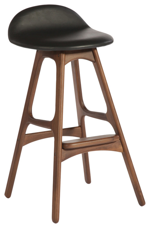 Torbin-1 Counter Stool, American Walnut Black Leather
