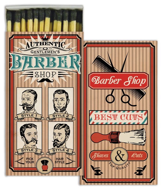 Retro Vintage Style Barber Shop Matches, Set of 10 Beard Masculine