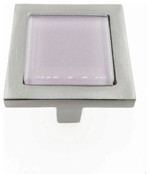 Wisteria Purple Crystal Glass Brushed Nickel Square Manor Knob