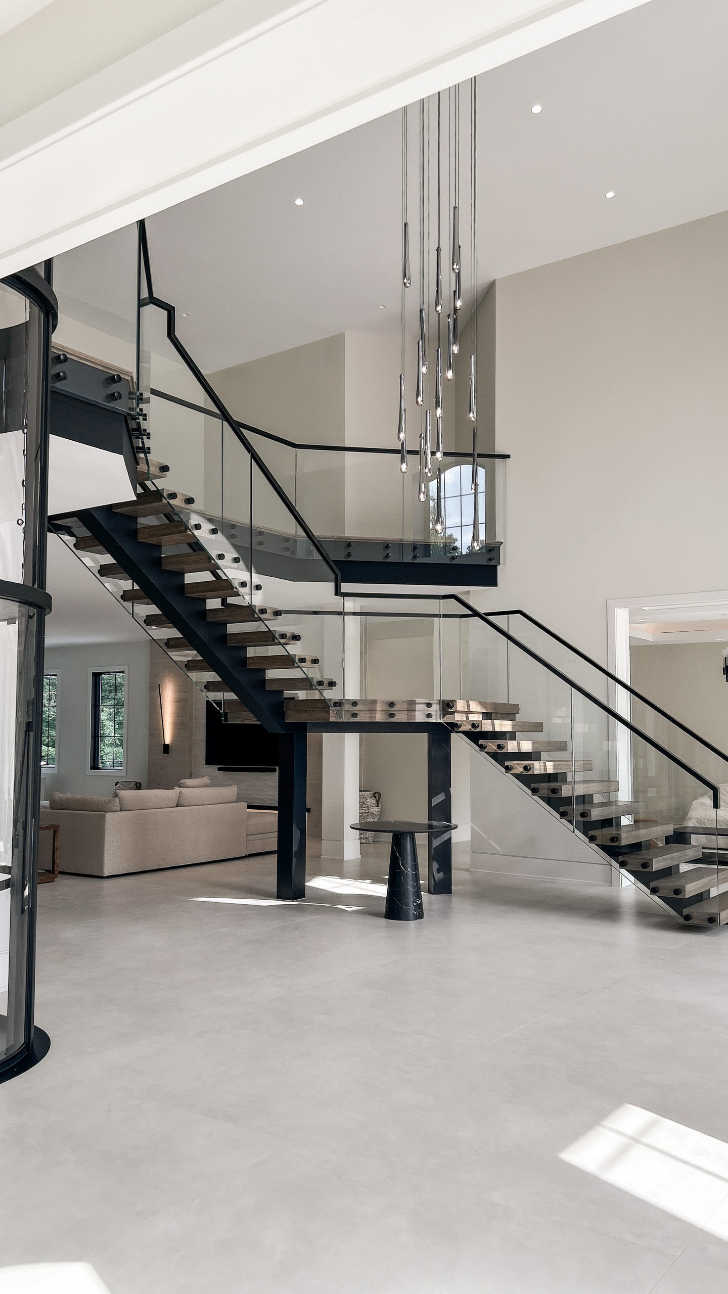 Project #159 | Modern Foyer Stair with Stand-off Glass Railing