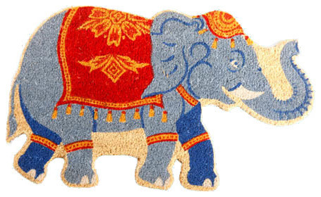 CocoMatsNMore Indian Elephant Shape Vinyl Backed Coir Doormats- 22" X 36"