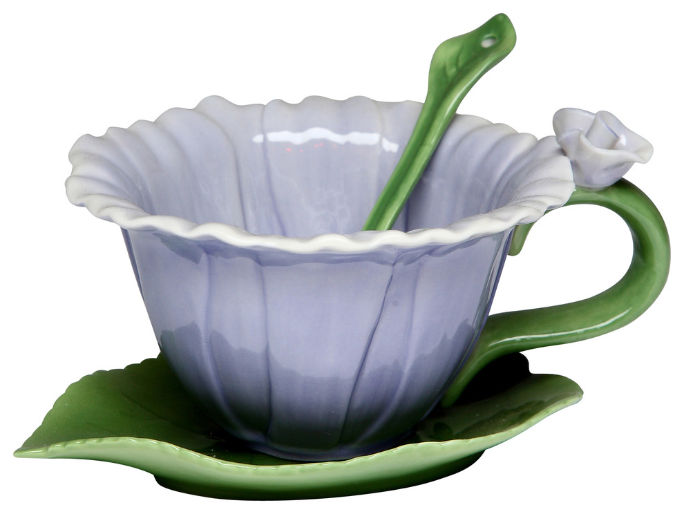 Dahlia 2-Piece Cup and Saucer Set With Spoon