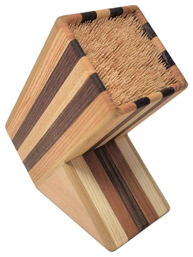 Large Wood Universal Knife Block without Knives Skewer 10 in USA Made