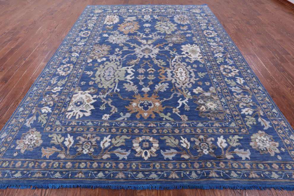 Hand-Knotted Turkish Oushak Wool Rug 9' 1" X 12' 3" - Q15949