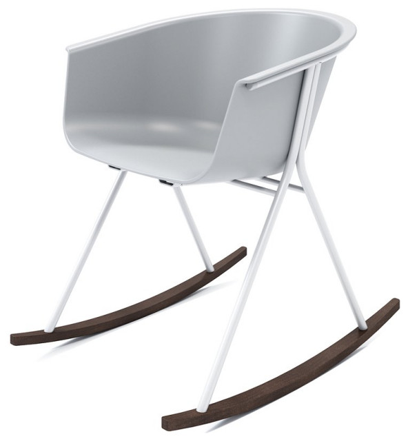 Olio Designs Tee Plastic Silver Frame Rocker in Cool Gray and Umber