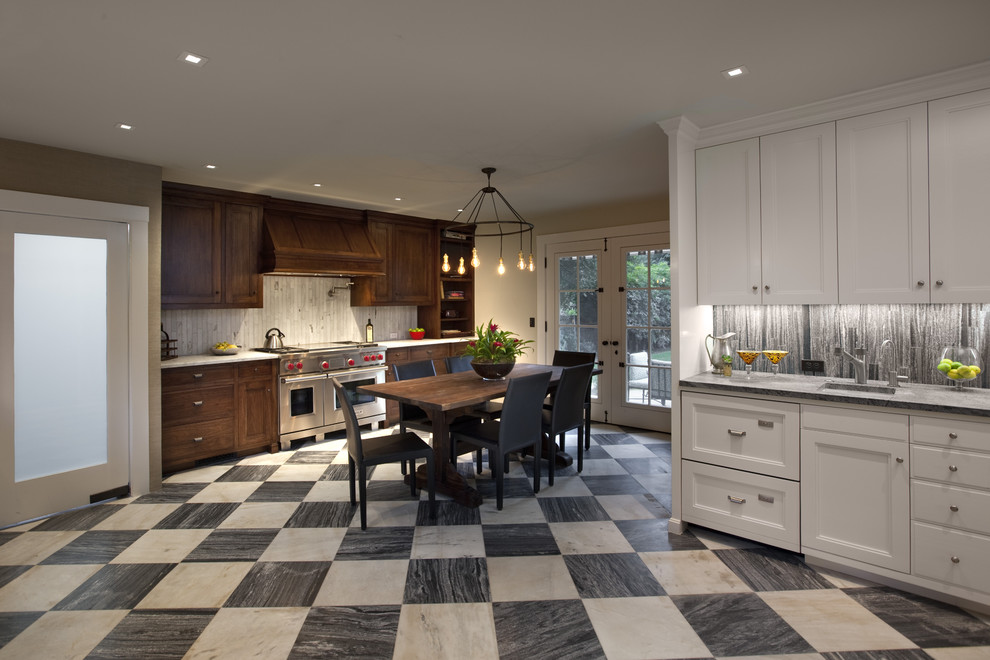Inspiration for a traditional kitchen in Santa Barbara with stainless steel appliances.