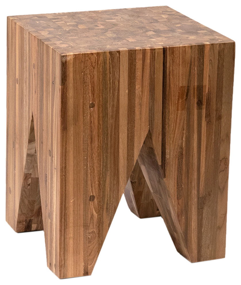 Reclaimed Wood Elephant Table//Stool Hocker Solid Wood Rustic Western Lamp Table