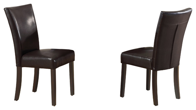 Monarch Specialties 1739BR Leather Dining Chair in Dark Brown (Set of 2)
