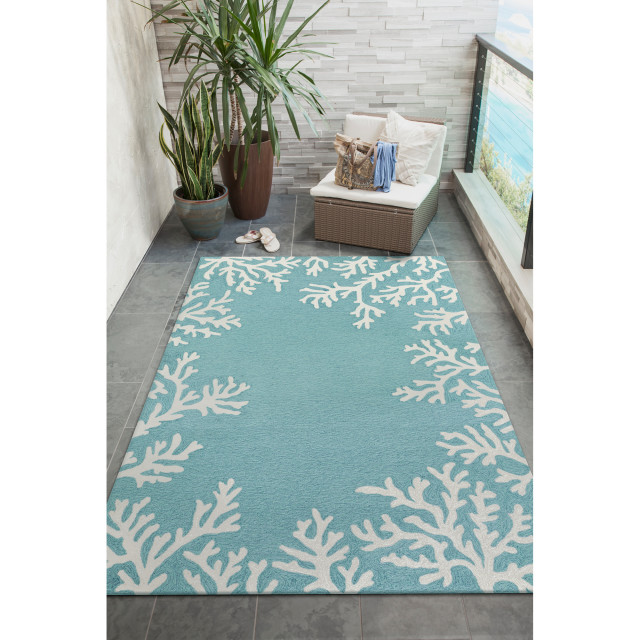 Liora Manne Capri Coral Border Indoor/Outdoor Rug Beach Style