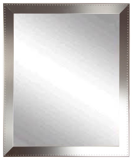 Embossed Silver Framed Vanity Wall Mirror 25''x 30'' Modern Wall