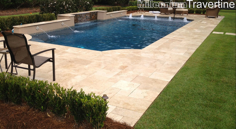 Country Classic Travertine Pavers Traditional Pool Austin By Millennium Travertine 