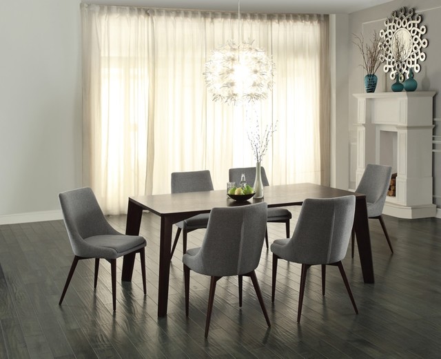 Home Elegance Ultra Modern Espresso Dining Table With Gray Fabric