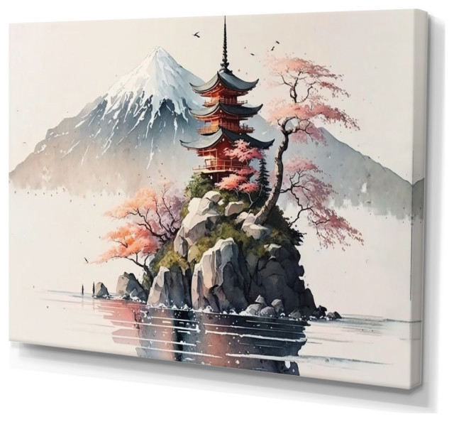 Japanese Landscape In Watercolor I Canvas, 32x16 - Asian - Prints And ...