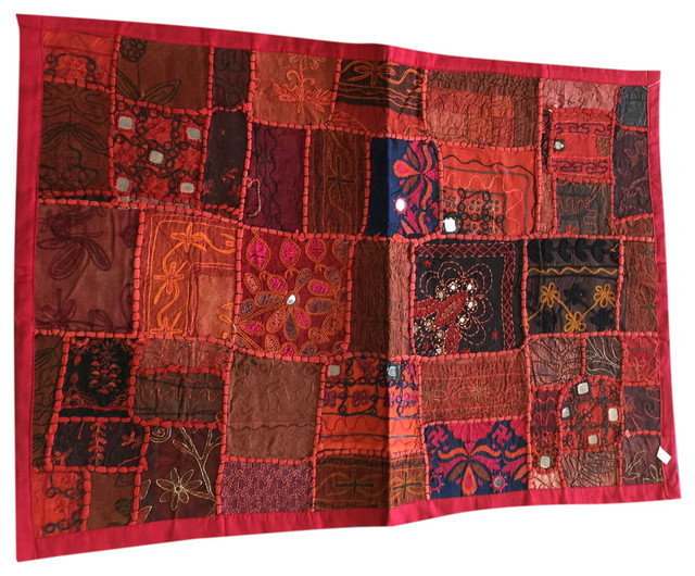 Red Banjara Wall Decor Ethnic Throw Tapestry Kutch embroidered tapestry