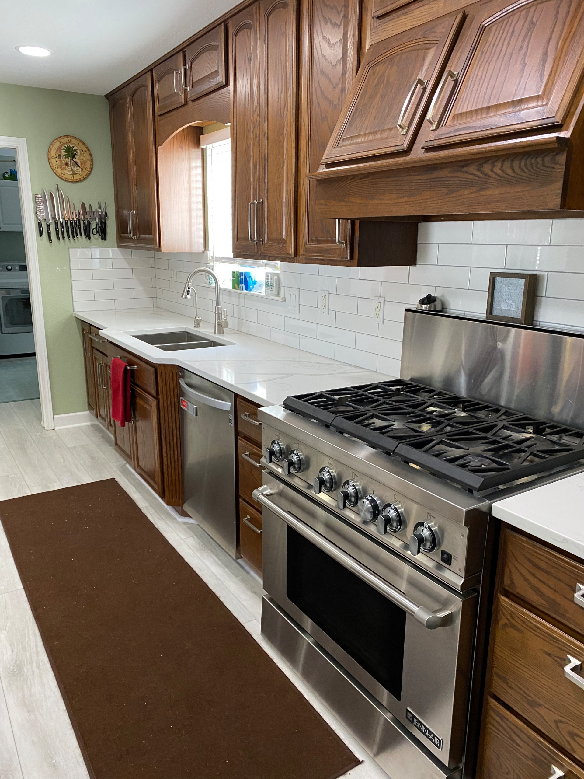 Waterford Quartz countertop and subway backsplash