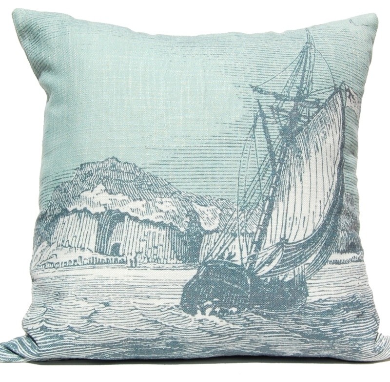 Full Sail Engraving Pillow - Beach Style - Decorative Pillows - by ...