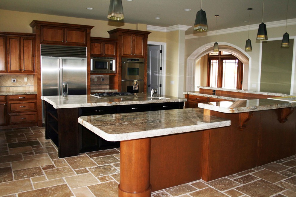 Example of a mountain style kitchen design in Boston
