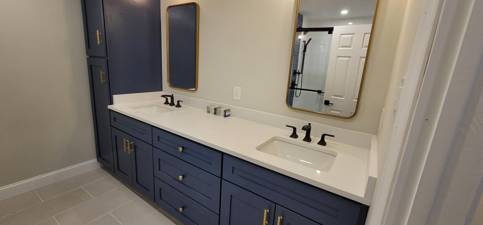 Modern Blue Bathroom Renovation