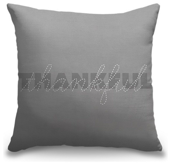 "Family Quotes - Thankful" Outdoor Throw Pillow 16"x16"