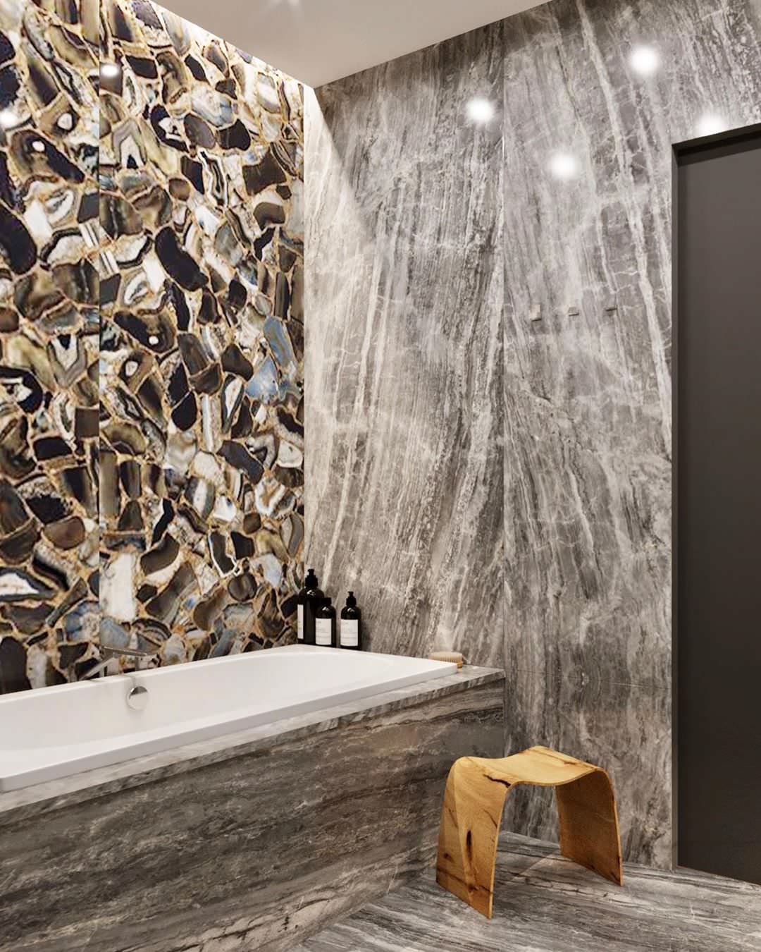 Дизайн-проект ванной команты в современном стиле в ЖК ‘Небесный’