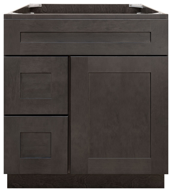 30" Vanity Sink Base With Left Drawers Dover Gray by LessCare Transitional Bathroom