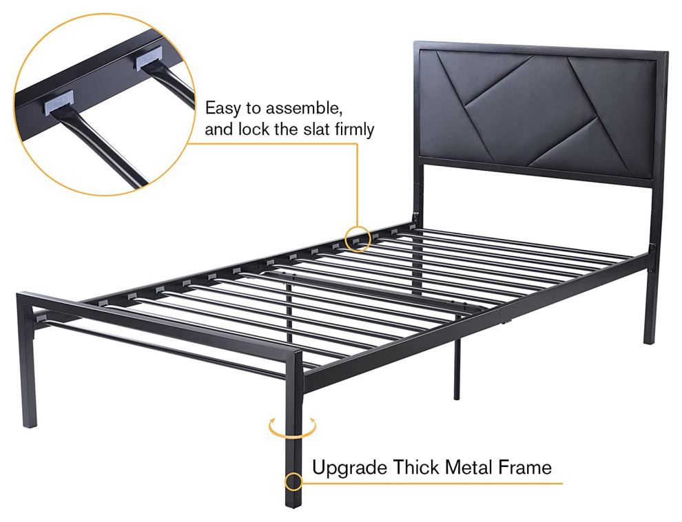 Modern Twin Size Metal Bed Frame With, Measurements For Standard Twin Bed Metal Frame
