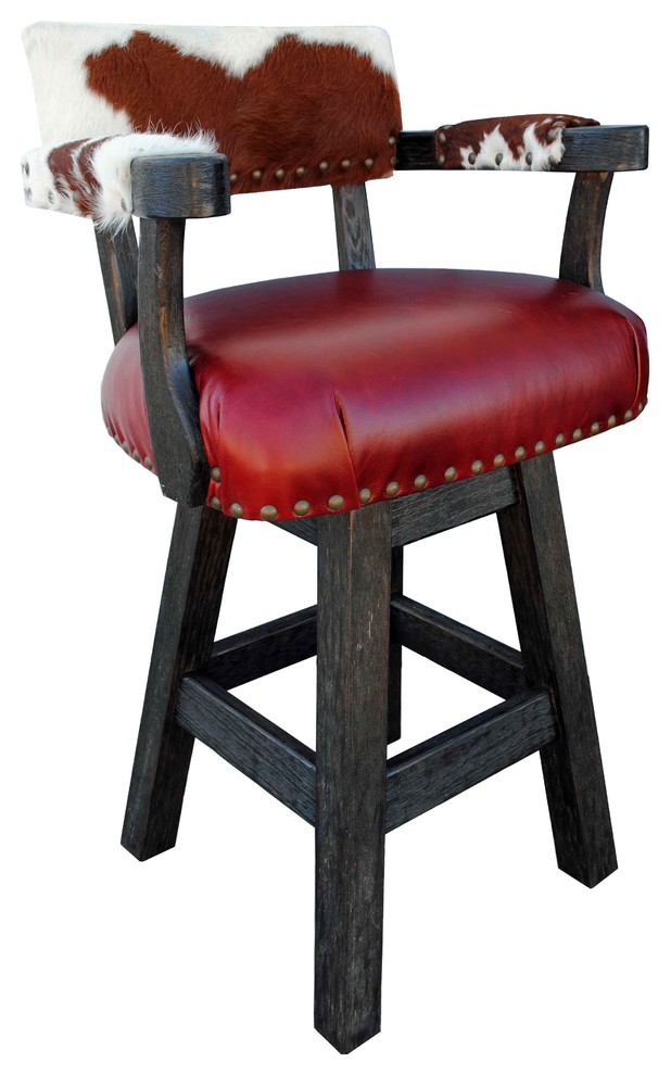 River Swivel Stool With Leather Southwestern Bar Stools And Counter Stools by Rancho