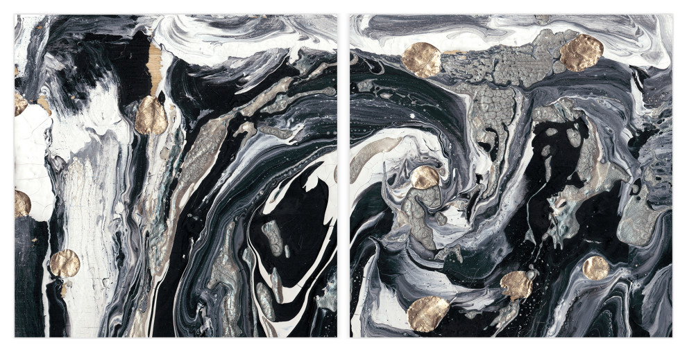 Black & White Abstract Printed Wall Art on Unframed Free Floating