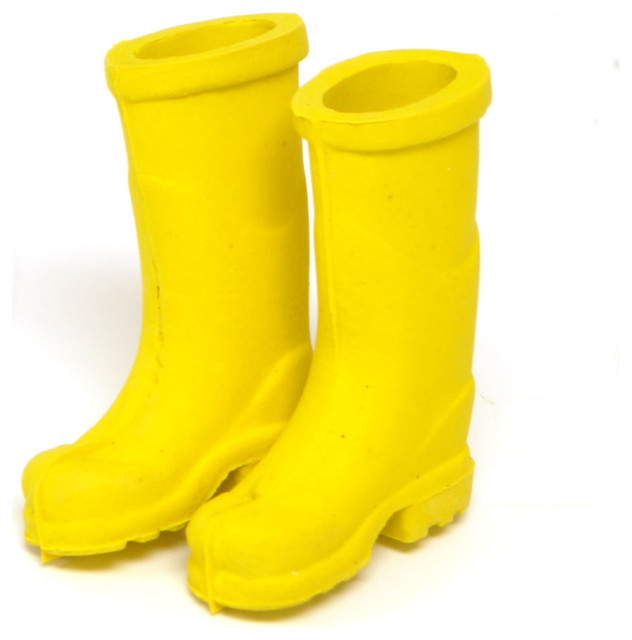 Yellow Rubber Rain Boots for Miniature Garden, Fairy Garden