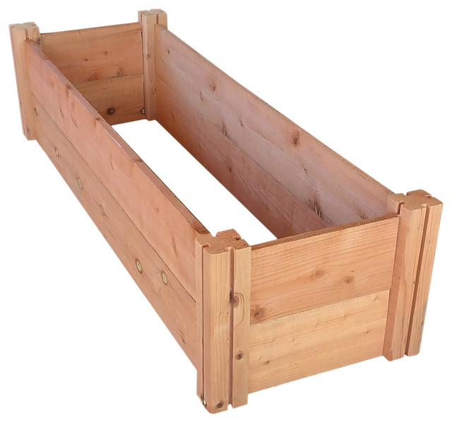 Grogardens 1 X4 X11 Redwood Raised Garden Bed Transitional Grogardens 1 X4 X11 Redwood Raised Garden Bed Transitional Outdoor Pots And Planters By