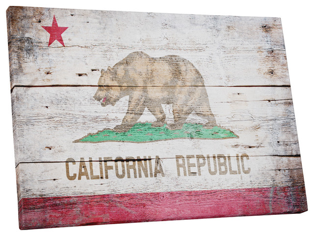 Republic of California Vintage Flag Canvas Triptych Print 48/"x30/"
