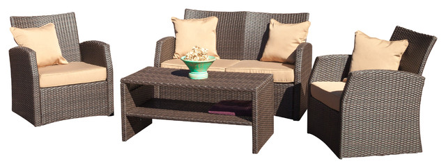 Roswell Outdoor 4-Piece Wicker Sofa Seating Set