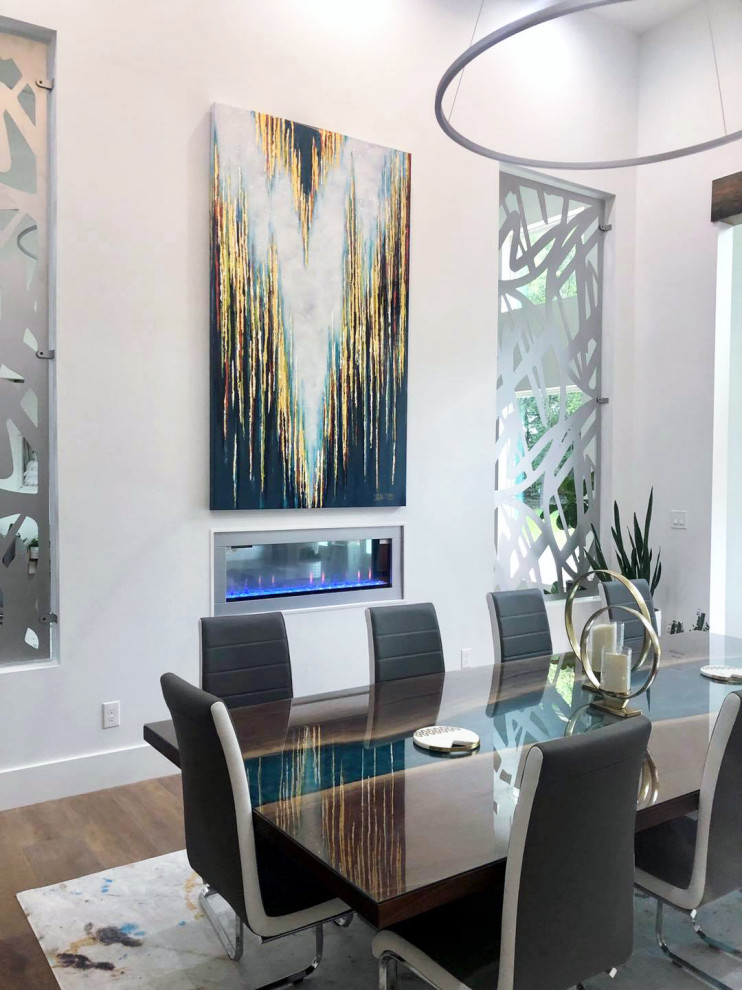 Large trendy dining room photo in Other
