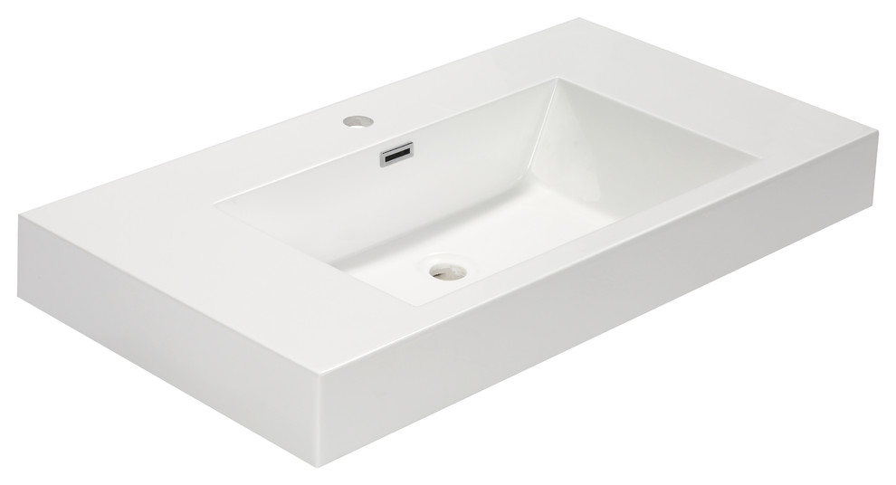 Aquamoon Venice Modern Bathroom Vessel Sink, 35 3/8" Contemporary