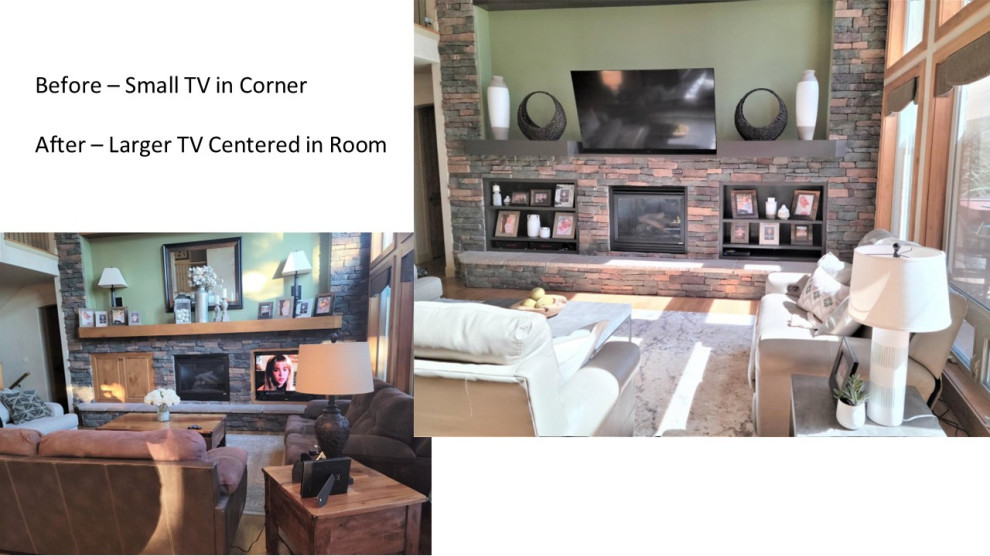 Example of a transitional home design design in Denver