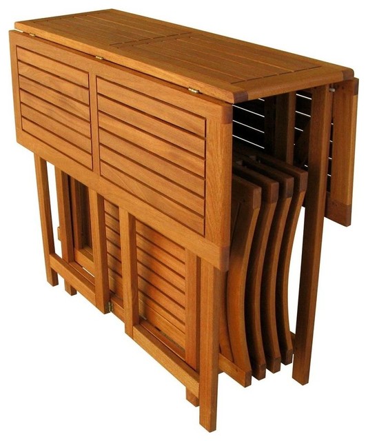 Balau Wood  5-piece Folding Patio Set