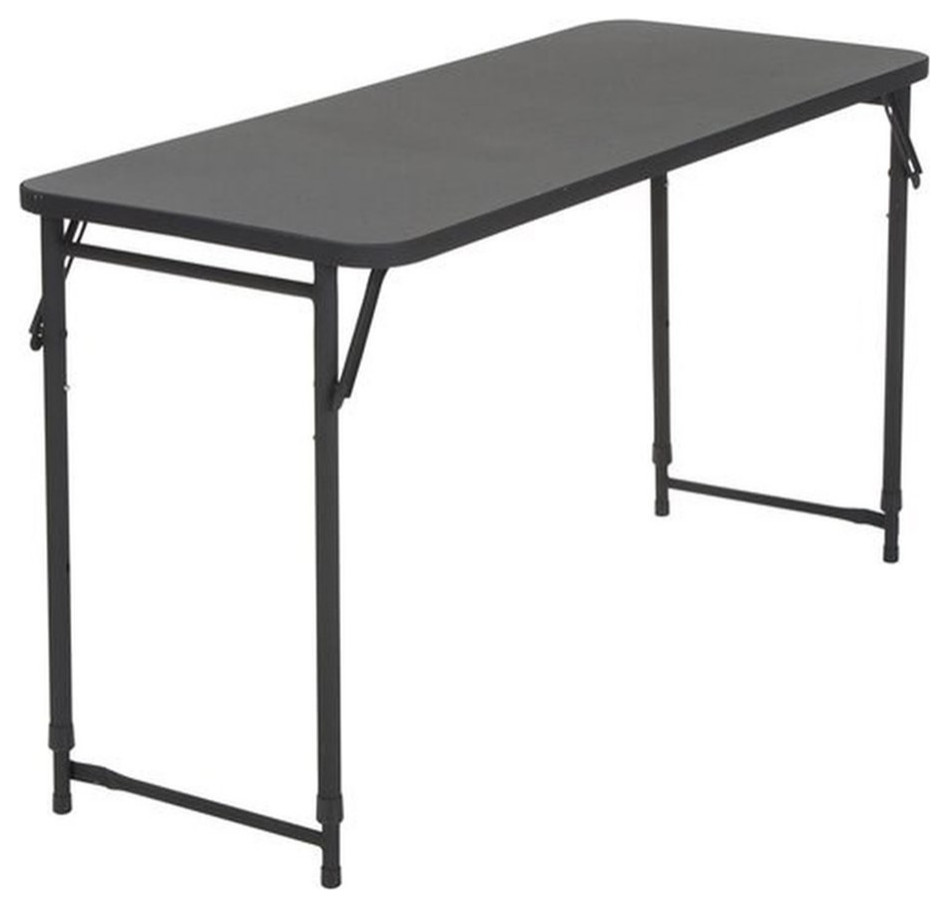 COSCO 20'' x 48'' Height Adjustable Folding Table in Black Folding