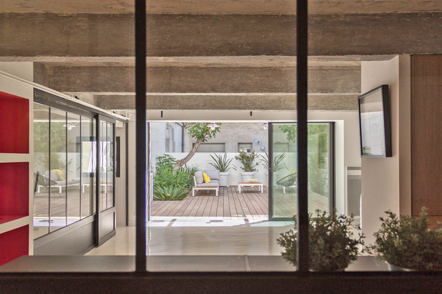 Loft industriell-vardagsrum