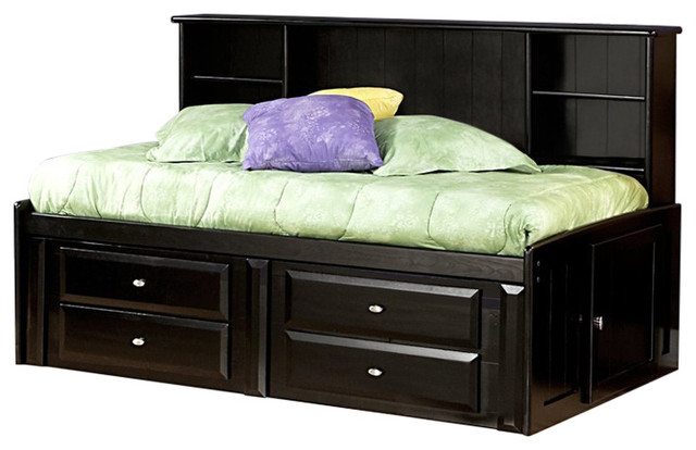 Twin Bed With Bookcase And Storage Black Cherry 3534510 4512