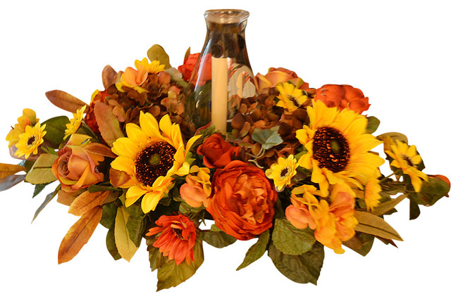 Sunflower Thanksgiving Centerpiece traditional-artificial-flower- arrangements