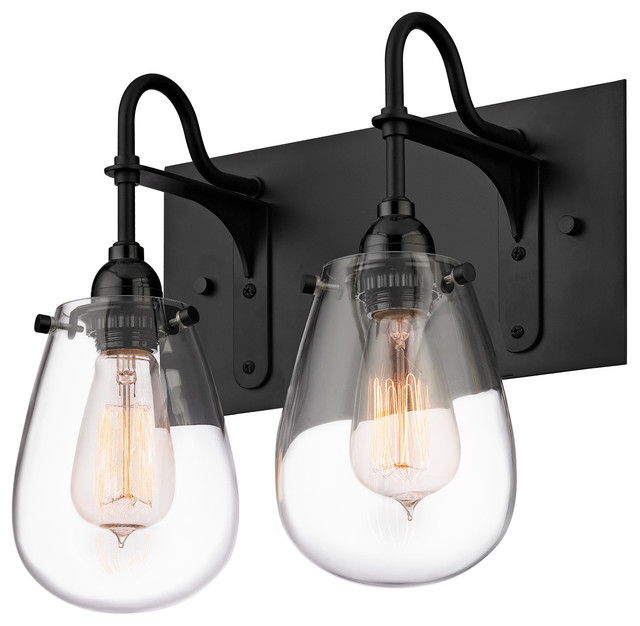 Bathroom Vanity 2 Light Bulb Fixture With Satin Black Finish Bathroom Vanity 2 Light Bulb Fixture