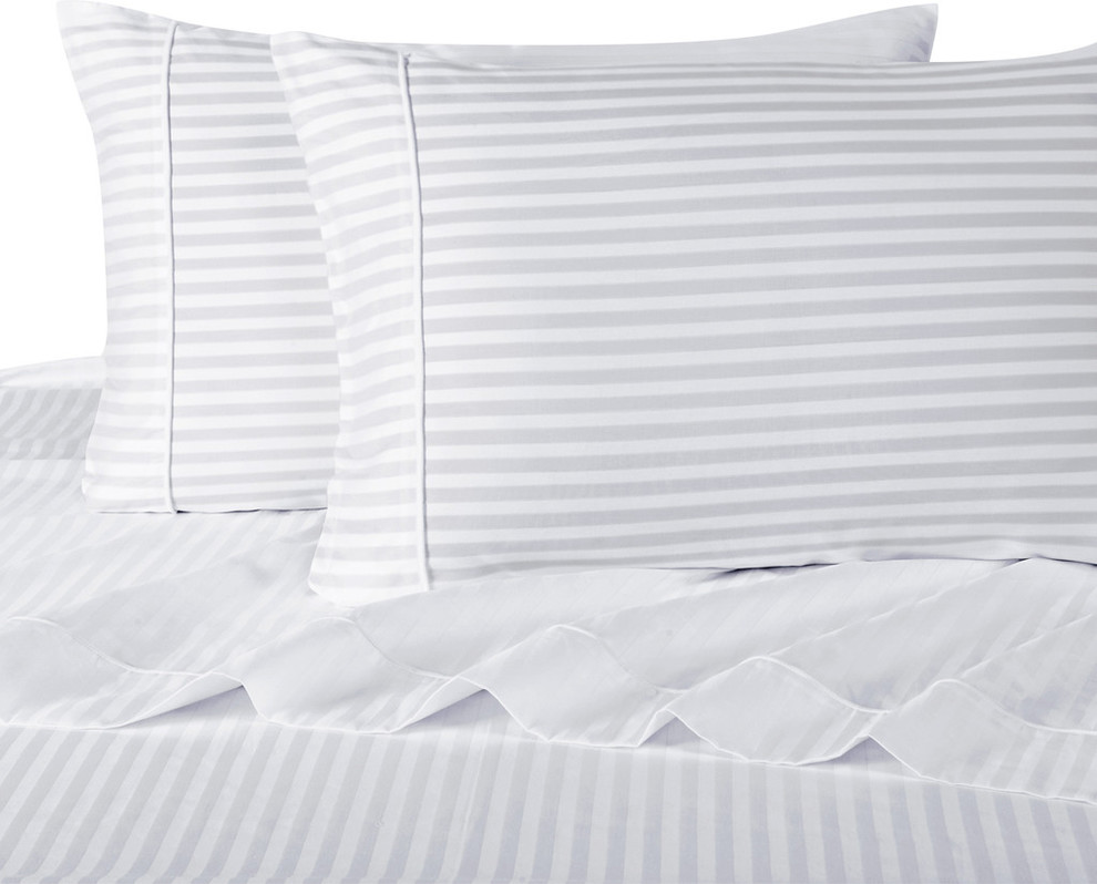 Australian Bedding Items & All Sizes Egyptian Cotton 1000 TC Dark Grey Stripe 