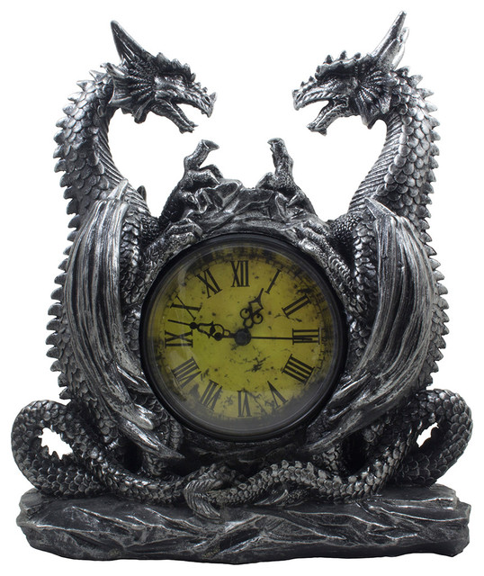 Mythical Dragons Desktop Clock Antique Look