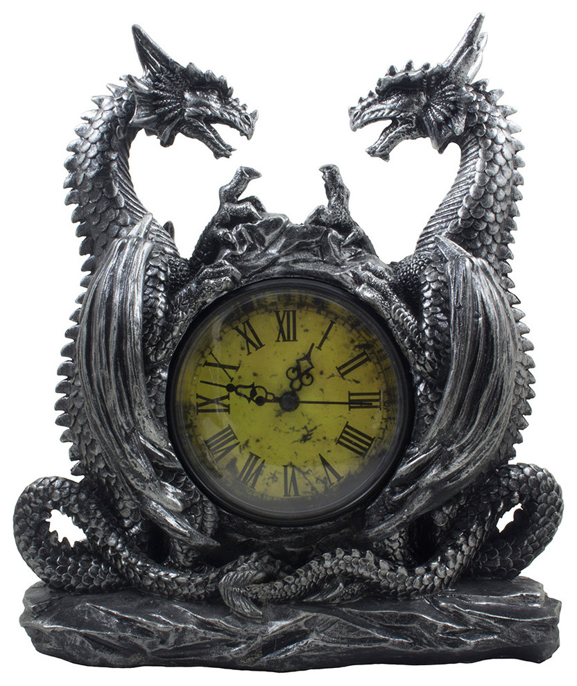 Mythical Dragons Desktop Clock, Antique Look - Contemporary - Desk ...