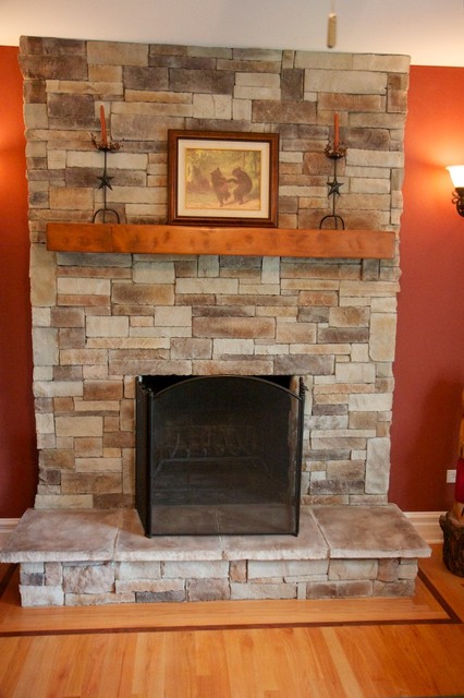 A new stone fireplace becomes the focal point of any room