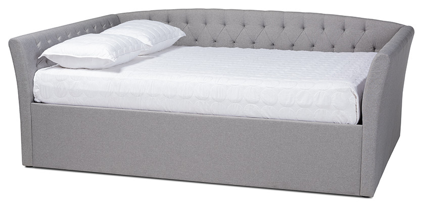 Delora Light Grey Fabric Upholstered Full Size Daybed