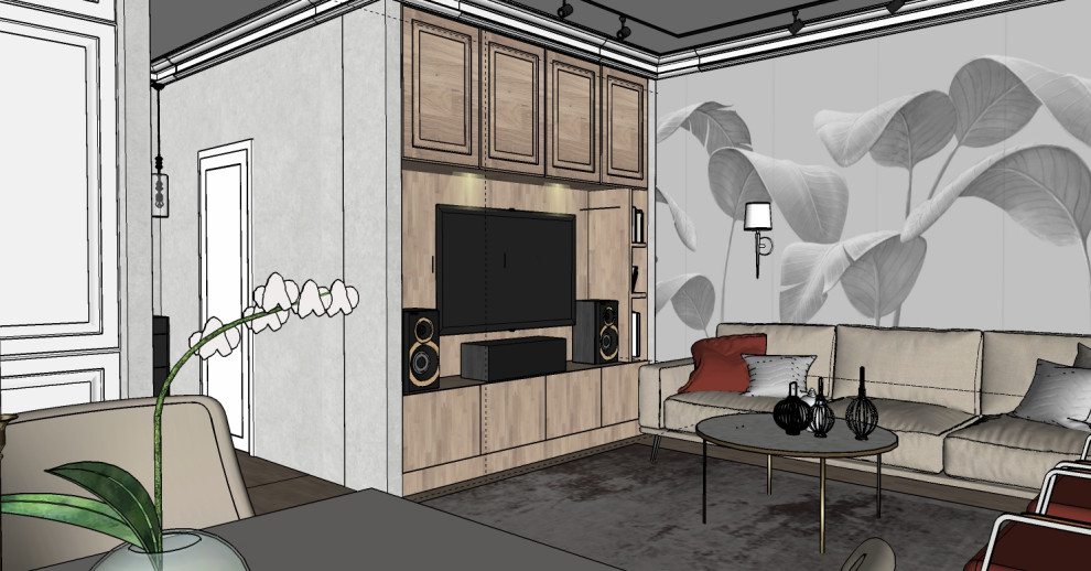 Зависая над городом (эскиз зоны гостиной)