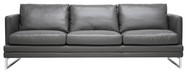 Dakota Pewter Gray Leather Modern Chair, Gray Leather Sofa Modern